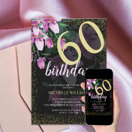 Elegant Glitter Guld Vattenfärg Blommig Chic Inbjudningar