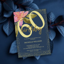 Elegant Glitter Guld Watercolor Blommigt Chic Invi