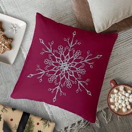 Elegant Glitter Helgdag Snowflake Burgundy Kudde