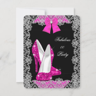 Elegant glitter het rosa stiletto fantastisk fest inbjudningar
