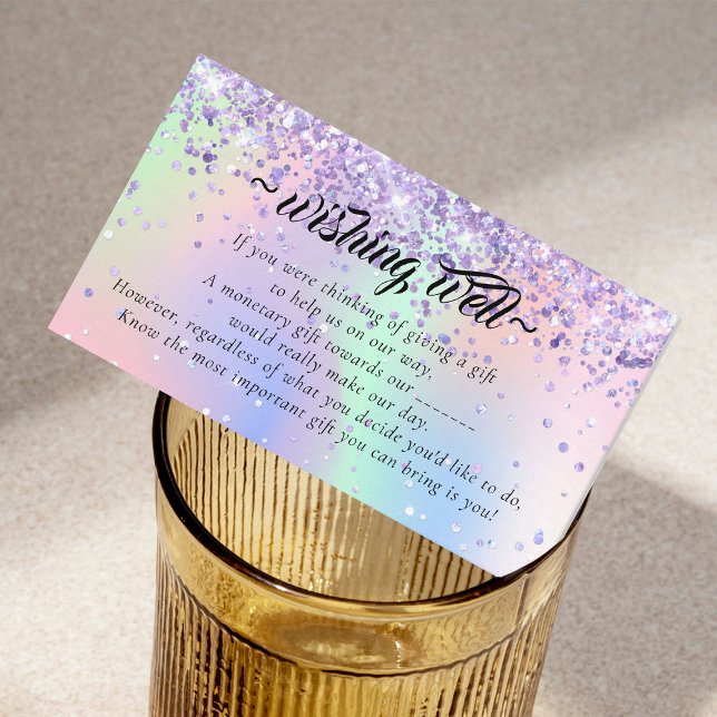 Elegant Glitter Holo Wishing well for Bröllop Tilläggskort (Skapare uppladdad)