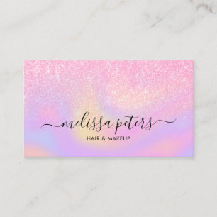 Elegant Glitter Holografiskt skript Makeup Artist Visitkort