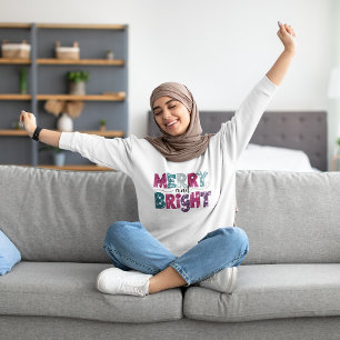 Elegant Glitter jul Merry och Bright Funny T Shirt