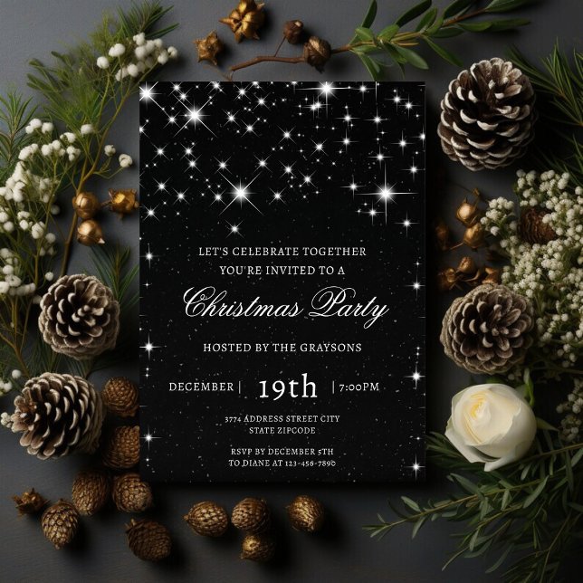 Elegant Glitter Julfest Invitation Julkort (Skapare uppladdad)