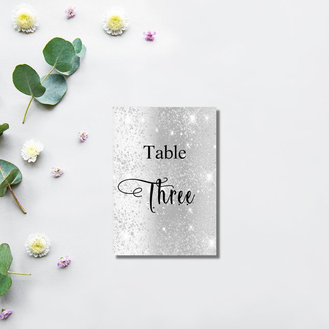 Elegant glitter kalligrafi bord 3 3 bordsnummer (Skapare uppladdad)