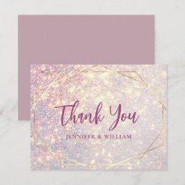 Elegant Glitter Lila Geometric Bröllop Tack Kort