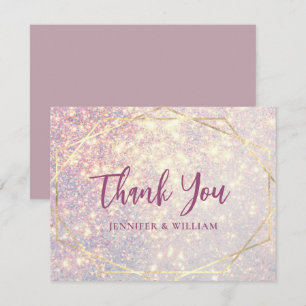 Elegant Glitter Lila Geometric Bröllop Tack Kort