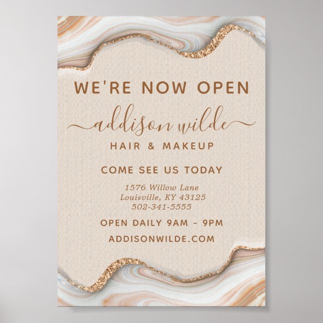 Elegant Glitter marble Agate Modern Business Poster (Framsidan)