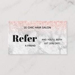 Elegant Glitter Marble Salon Spa Referral Busine Visitkort