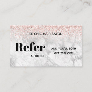 Elegant Glitter Marble Salon Spa Referral Busine Visitkort