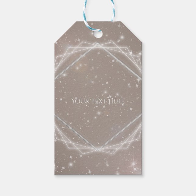 Elegant Glitter Modern Geometrisk Glam Chic Fest Presentetikett (Framsidan)