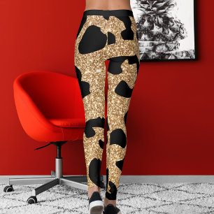 Elegant Glitter Modern Gnistra Mönster Svarta plat Leggings