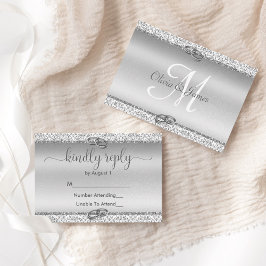 Elegant Glitter Monogram Bröllop OSA Kort