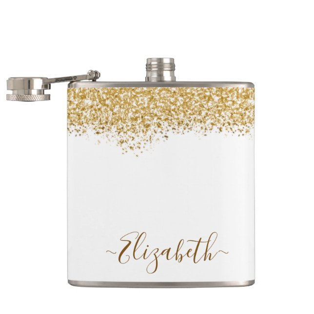 Elegant Glitter Monogram Namn Fickplunta (Öppnad)