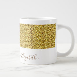 Elegant Glitter Monogram Namn Jumbo Mugg