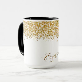 Elegant Glitter Monogram Namn Mugg