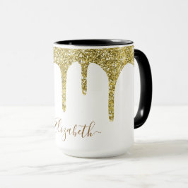 Elegant Glitter Monogram Namn Mugg