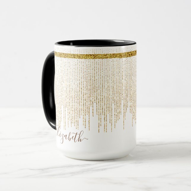Elegant Glitter Monogram Namn Mugg (Framsida vänster)