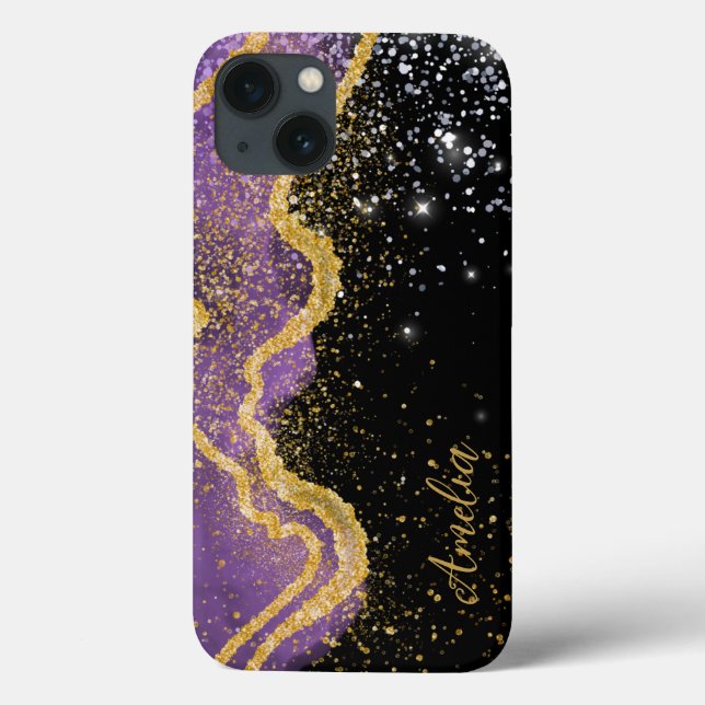 Elegant Glitter monogrammat Namn (Baksida)