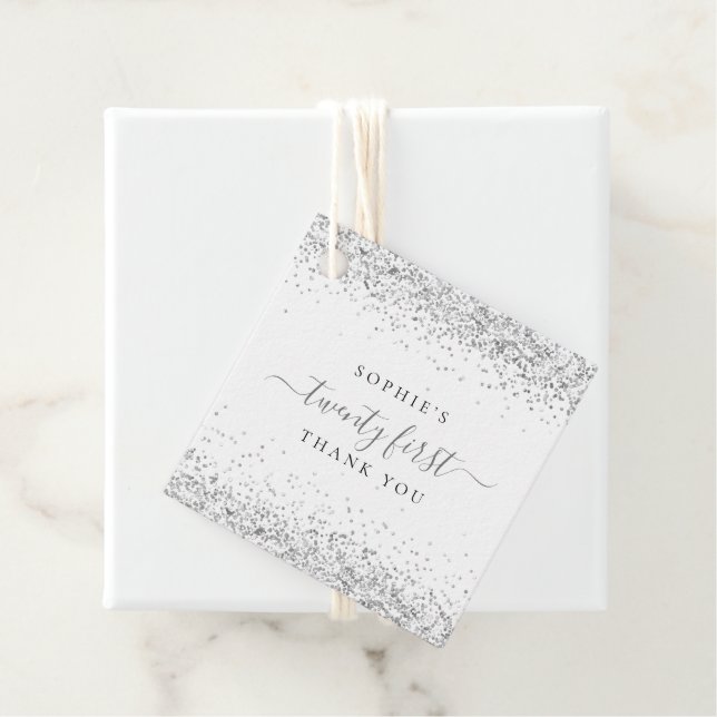 Elegant Glitter Namn 20 första Tack Gåvor Etiketter (På plats)