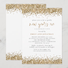 Elegant Glitter Nyårsafton White Inbjudningar