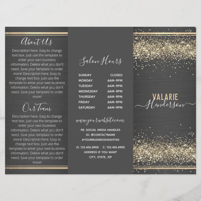 Elegant glitter och borstat metall trebladig brosc (Framsida)