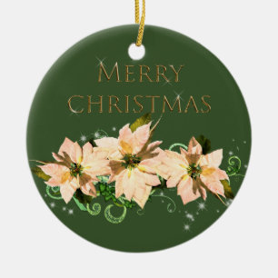 Elegant glitter och julstjärna keramikprydnad julgransprydnad keramik