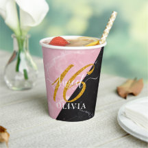 Elegant Glitter och Marble Sweet 16 Pappra Kopp