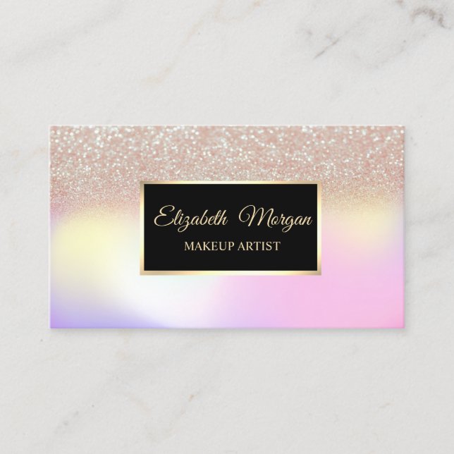 Elegant Glitter Ombre Holograf Ram Visitkort (Framsida)