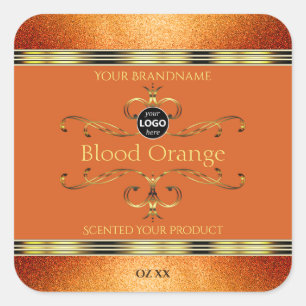 Elegant Glitter Orange Guld produktetikett Lägg ti Fyrkantigt Klistermärke