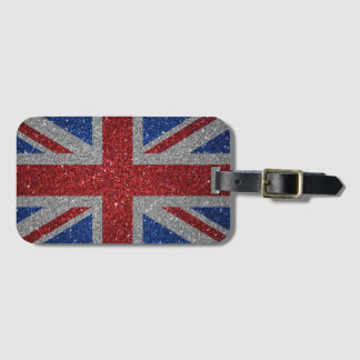 Elegant glitter Patriotic U.K. flag Bagagebricka
