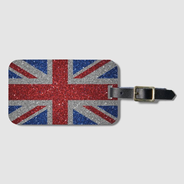 Elegant glitter Patriotic U.K. flag Bagagebricka (Framsida horisontal)