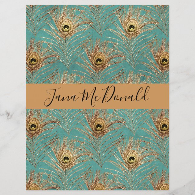 Elegant Glitter Peacock Feathers Personlig (Framsida)