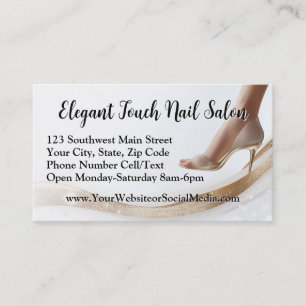 Elegant Glitter Pump Pedicure Manicuant Nail Salon Visitkort