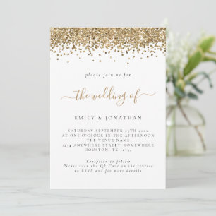 Elegant Glitter QR-koden Bröllop Inbjudningar
