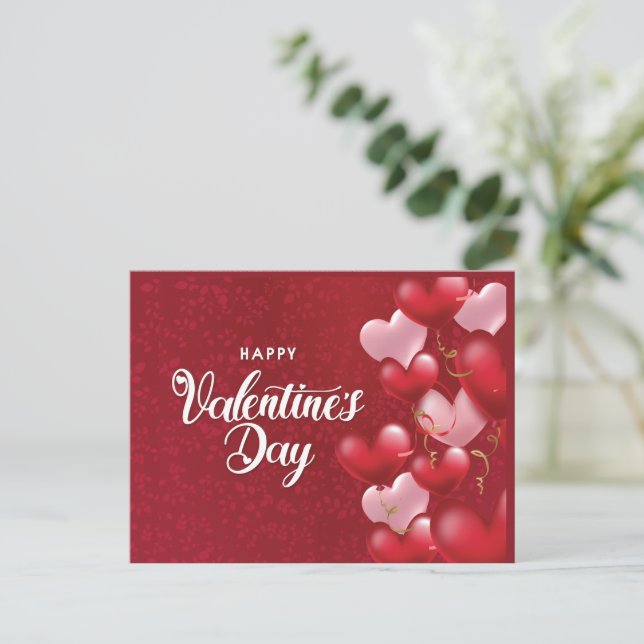 Elegant Glitter Red Hearts Valentine Day Postca Vykort (Stående Fram)