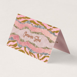Elegant glitter  ro-djurtrycksmonogram visitkort