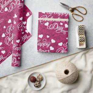 Elegant Glitter Röd Glad Alla Hjärtans Dag Inpackn Presentpapper