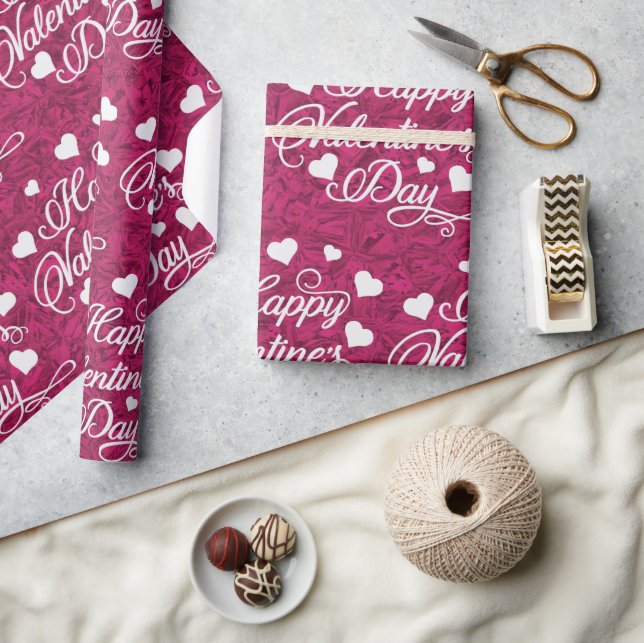 Elegant Glitter Röd Glad Alla Hjärtans Dag Inpackn Presentpapper (Hantverk)
