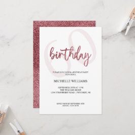 Elegant Glitter Rosa Calligraphy Birthday Inbjudningar