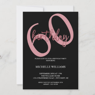 Elegant Glitter Rosa Calligraphy Birthday Invati Inbjudningar