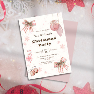 Elegant Glitter Rosa Coquette Julfest Inbjudningar