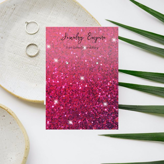 Elegant Glitter Rosa Earning Holder Visitkort (Skapare uppladdad)