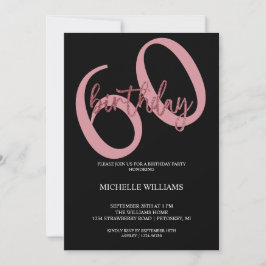 Elegant Glitter Rosa Kalligrafi Födelsedagsinbjud Inbjudningar