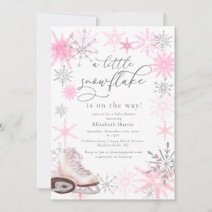 Elegant Glitter Rosa Little Snowflake Baby Shower Inbjudningar