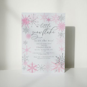 Elegant Glitter Rosa Little Snowflake Baby Shower Inbjudningar