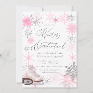 Elegant Glitter Rosa Onederland Första födelsedag Inbjudningar