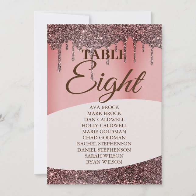 Elegant Glitter Rosa Sittplatsdiagram Bord 8 Åtta Inbjudningar (Framsida)