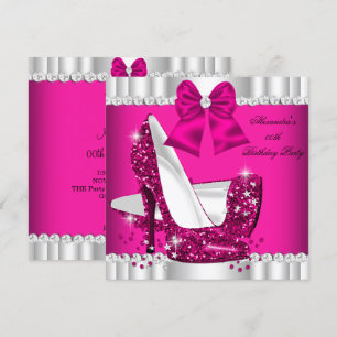 Elegant Glitter Rosa Vit Glamour Höga Klackar Inbjudningar