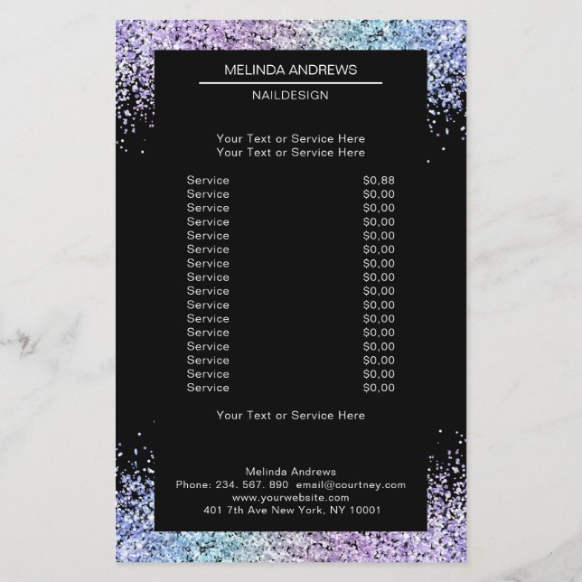 Elegant Glitter Saloon på båda sidor Flyer (Baksidan)